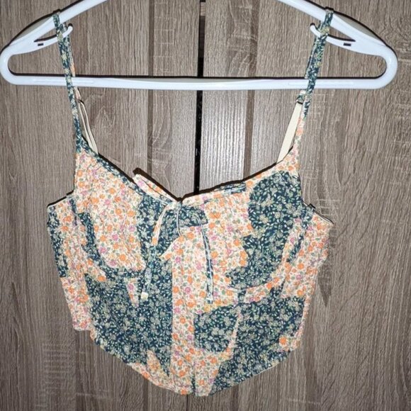 *3 FOR $9* Urban Outfitters Patchwork Crepe Ribbed Underwire Bustier Corset Top - Picture 2 of 5